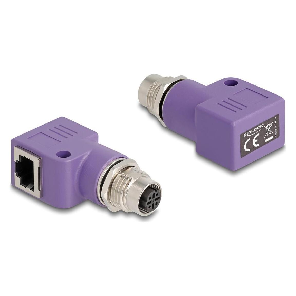 Delock M12 Adapter D-kodiert 4 Pin Buchse zu RJ45 Buchse Cat (60680)