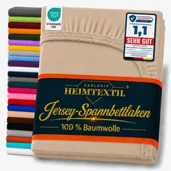 EXKLUSIV HEIMTEXTIL Marke Jersey Spannbettlaken 90-100x200 cm Sand