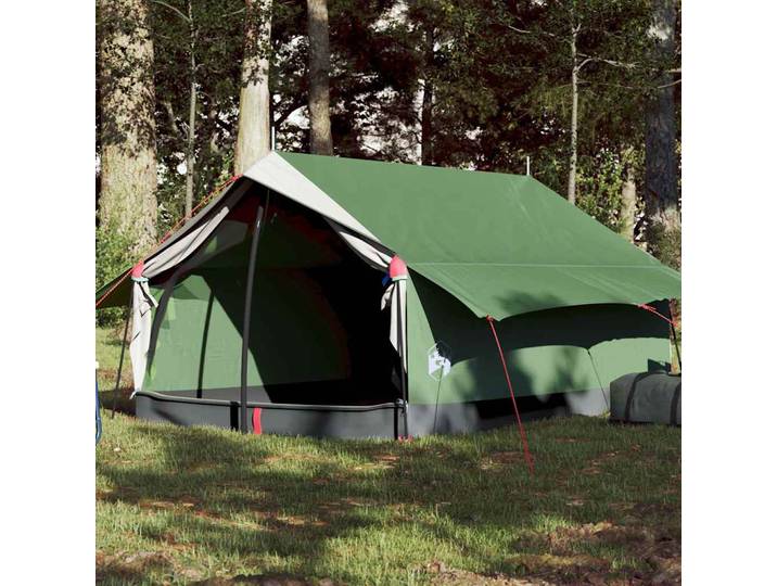 Tente de camping pour 2 personnes, verte, imperméable, équipement de camping familial portable et pliable, auvent anti-UV