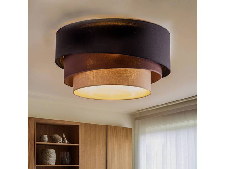 Deckenlampe Trio Max Duolla, dimmbar, schwarz, für Wohn- / Esszimmer, Textil / Stoff / Seide, Modern, Deckenlampe