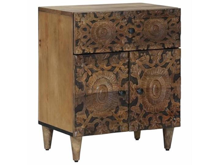 Heofavd Nachttisch Massivholz Mango Braun 50x33x60 cm Bettkommode