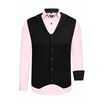Langarmhemd RUSTY NEAL, Herren, Gr. L, EURO-Größen, rosa, 60% Baumwolle, 37% Polyester, 3% Elasthan, mehrfarbig, Hemden, inklusive Langarmhemd und Weste