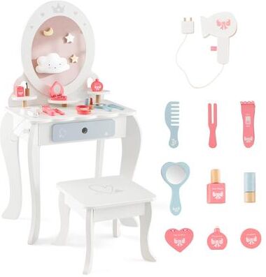 Kids Vanity Set Makeup Table Chair Sweet Set with Storage Drawer