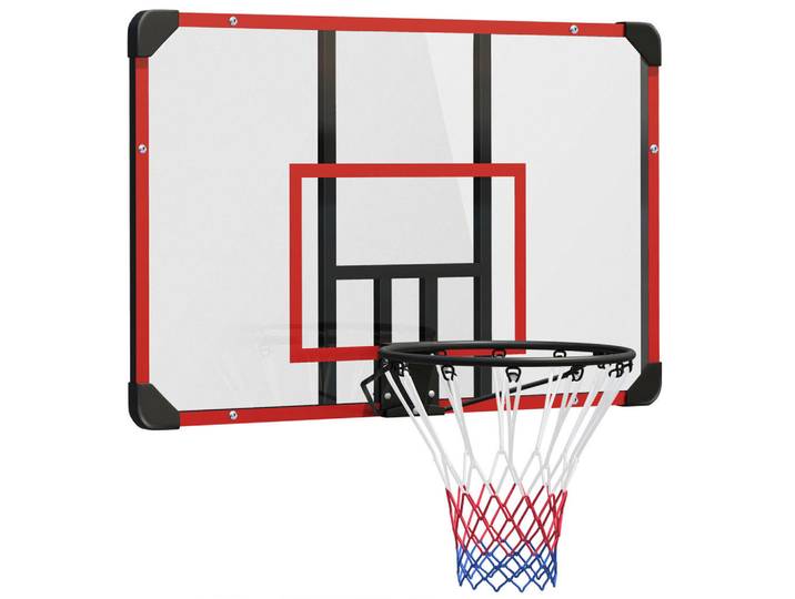 Sportnow Basketballkorb, Basketballbrett mit Korb, Wandmontage, für Outdoor, Stahl, Rot, Metall, 61x113 cm, Freizeit & Co, Sport & Fitness
