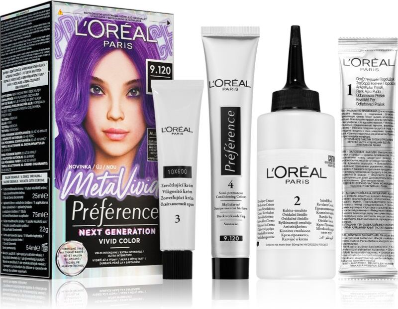 L’Oréal Paris Préférence Meta Vivids coloration capillaire semi-permanente teinte 9.120 Meta Lilac 1 pcs