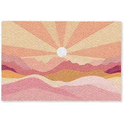 FUSSMATTE Berge - Abstrakt - Sonnenstrahlen - Rosa Sauberlaufmatte 60x40 cm