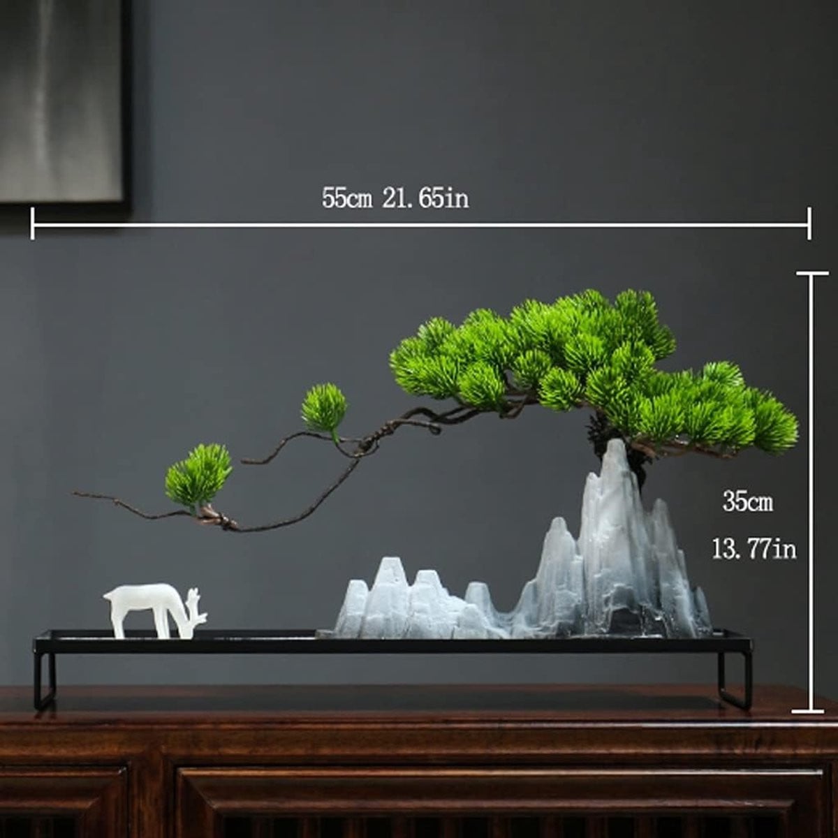 Kunstmatige Bonsai met aanpasbare takken en keramische pot - Groen