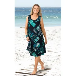 Viskose-Kleid in Druck türkis in Größe 38 von DW-Shop, Türkis, 38