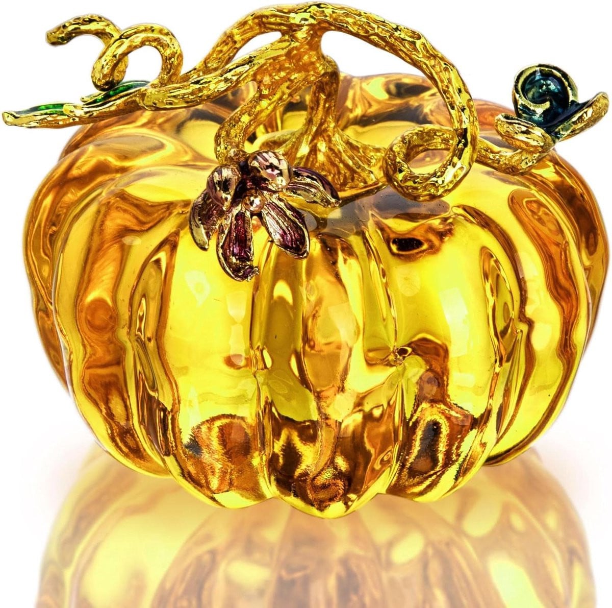 Handgeblazen glazen pompoen ornament voor decoratie en verzamelaars