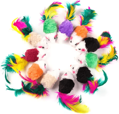Inspire Curations Interactive Rattle Mouse Cat Toy Set 5PCS 10PCS 20PCS Pack cat Mouse Toys 10pcs(random Color)