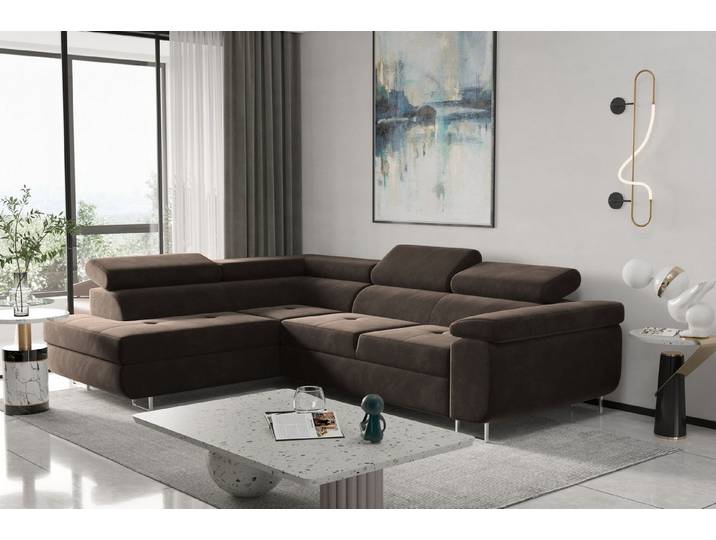 Kaiser Möbel Ecksofa mit schlaffunktion und bettkasten Eckcouch ATOM verschiedene Farben, Ecksofa