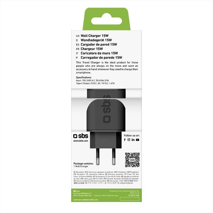 SBS Carica Batterie Tetrtc15w-nero