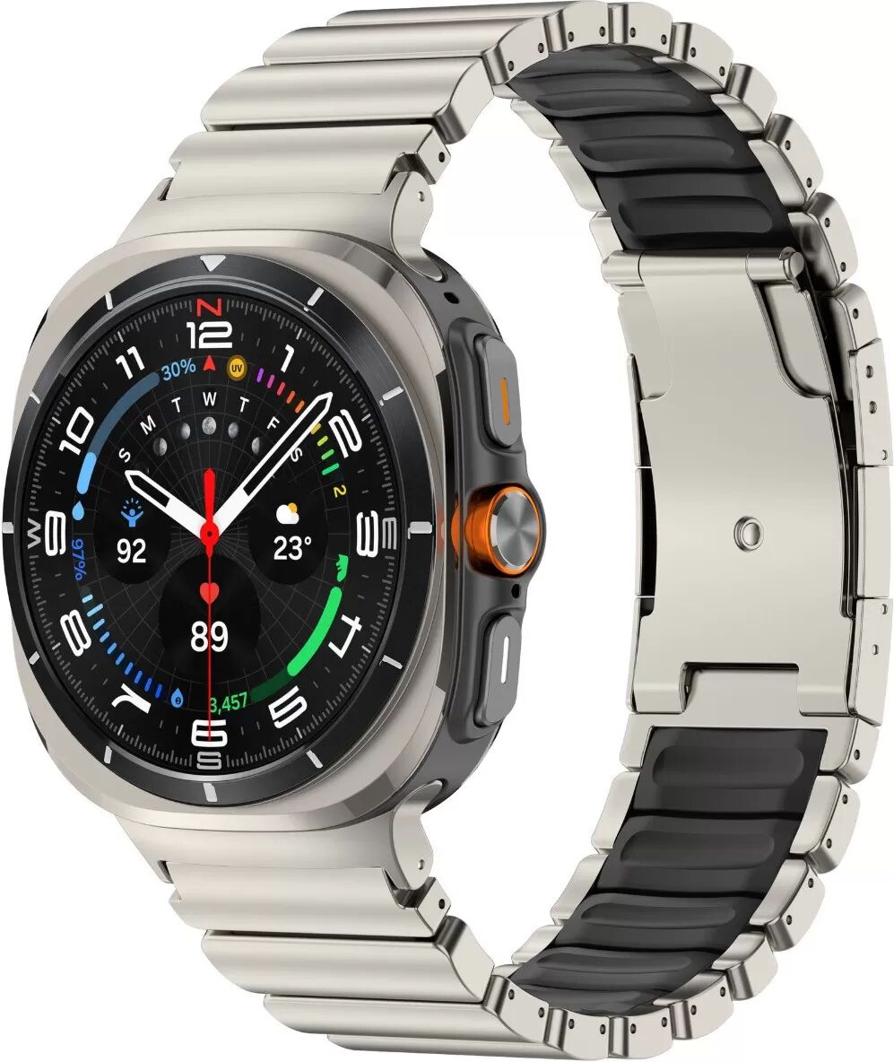 INF Bracelet de montre universel titane avec protection DLC, acier titane + caoutchouc, fermeture déployante, 18.5cm x 2.2cm Titane
