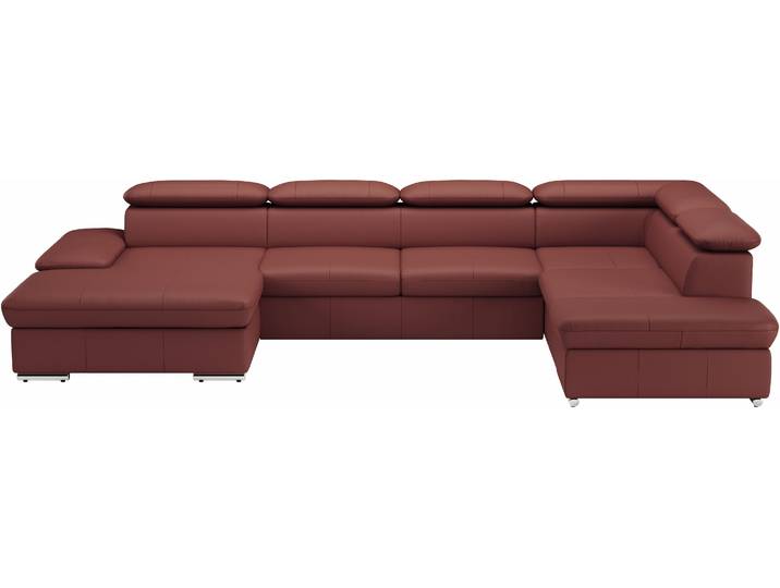 Wohnlandschaft SIT & MORE Valantine U-Form, B: 349 cm , rot (merlot), B:349cm H:73cm T:226cm, Sofas, Wohnlandschaft, mit Arm- & Kopfteilverstellung, optional mit Schlaffunktion