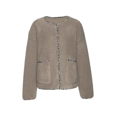 Fleecejacke VIVANCE, Damen, Gr. 38, beige (taupe), Fleece, Obermaterial: 100% Polyester, unifarben, figurumspielend hüftlang, Rundhals, gerader Abschluss, Jacken Fleecejacke
