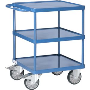 Fetra Tischwagen 2416W, aus Metall, mit 3 Stahlblechwannen, Tragkraft 500 kg, 600 x 600 mm