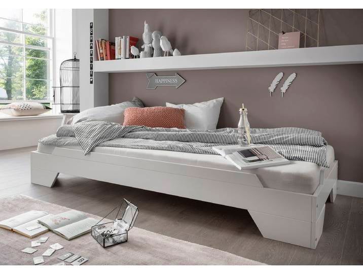 Stapelbett 90x200cm 'Pisa' Buche massiv weiß lackiert
