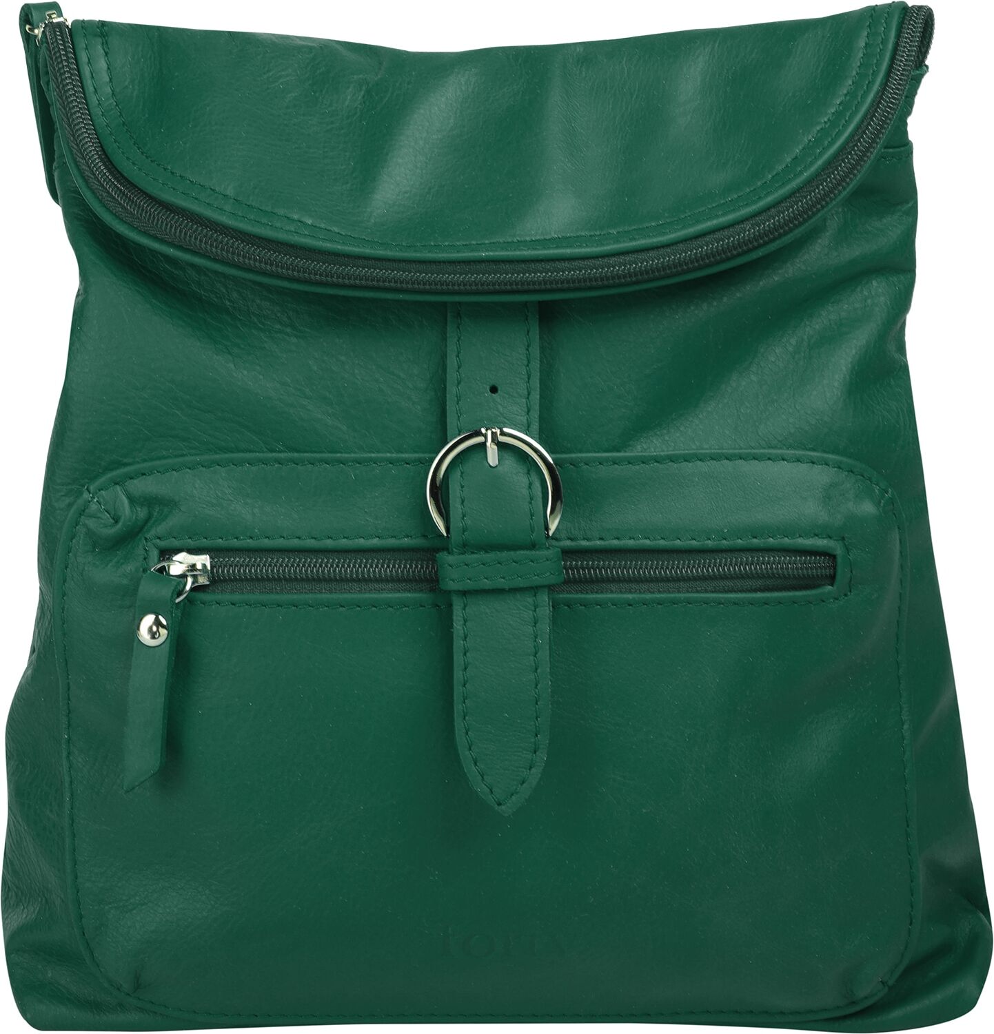 Cityrucksack FORTY "FORTY Damen echt Leder, Made in Italy", Damen, Gr. B/H/T: 28cm x 30cm x 8cm, onesize, grün (dunkelgrün), Leder, Rindsleder, leicht glänzend, unifarben, Rucksäcke Cityrucksack, echt Leder, Made in Italy dunkelgrün B/H/T: 28cm x 30cm x 8