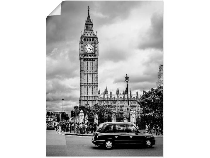 Poster ARTLAND London Taxi und Big Ben , schwarz (farbe bild(er): schwarz), B:30cm H:40cm, Bilder, Poster, ohne Rahmen