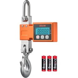 VEVOR Kranwaage 500 kg, Digitale Industriewaage mit Gehäuse aus Aluminiumguss & LCD-Display, Wildwaage 100-g-Teilung & 3-Stufiger, Abschaltautomatik, Hakenwaage, Zugwaage für Garagen, Werkstatt