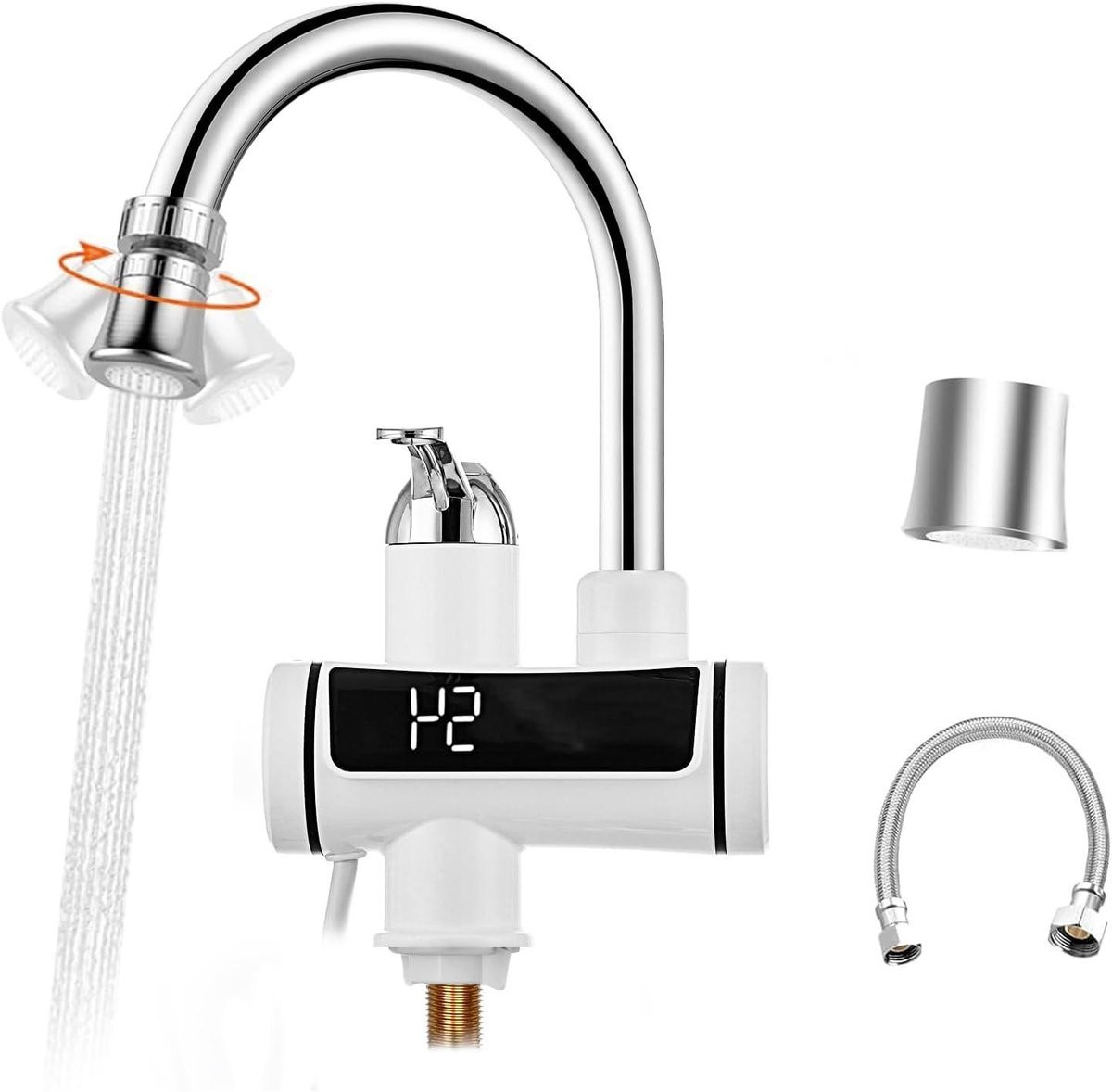 Elektrische Kraan Doorstroomverwarmer voor Direct Warm Water, 3 kW, Chroom