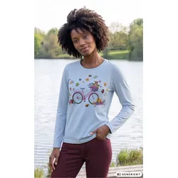 Baumwoll-Mix Shirt in Druck hellblau in Größe 52/54 von DW-Shop, Hellblau, 52/54