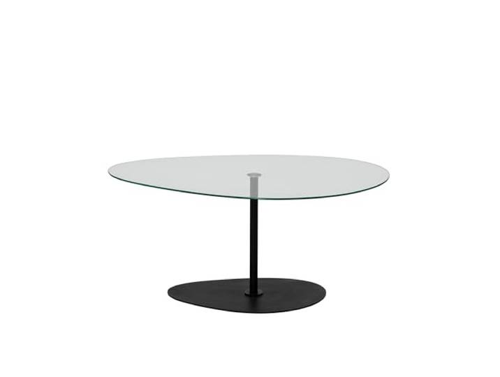 Hanah Home Moderner Couchtisch aus 100% gehärtetem Glas, 90 x 60 x 40 cm, stilvolles transparent-schwarzes Design, Metallbeine, zerlegt für einfache Montage