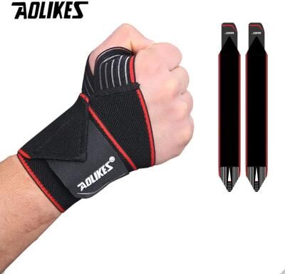 Inspired Living AOLIKES Weightlifting Wrist Wraps Compression Wrist Support Straps For Gym, CrossFit & Powerlifting red