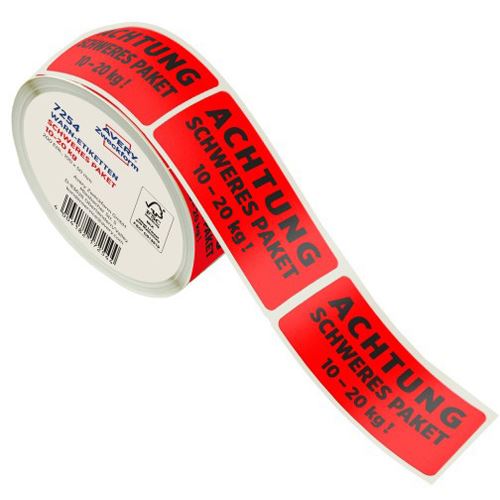 AVERY Zweckform Warnetiketten rot 200 Stück ACHTUNG SCHWERES PAKET 10-20 kg! 100,0 x 50,0 mm