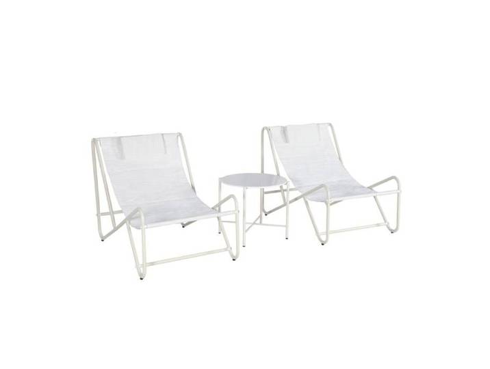 sweeek - Set de 2 fauteuils relax avec table ronde en acier SALINA