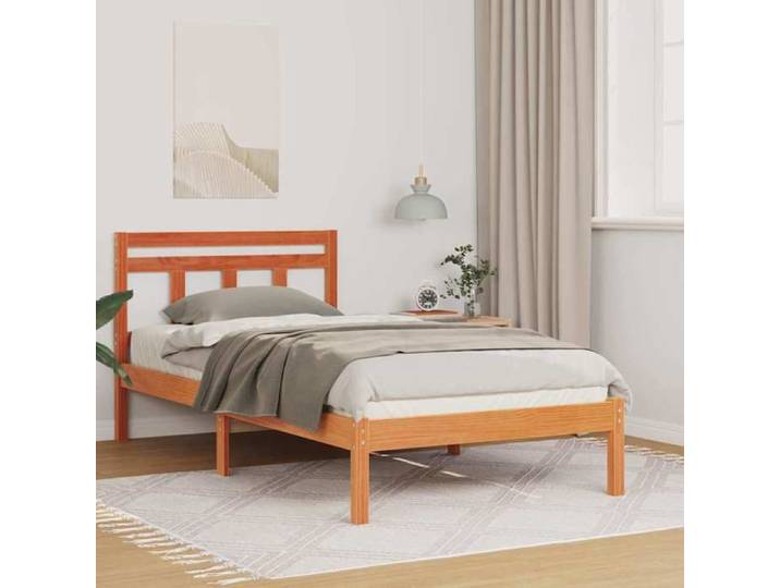 Lit simple - 75 x 190 cm - Marron - - Cadre de lit - pour chambre - adulte 634587vkj11q