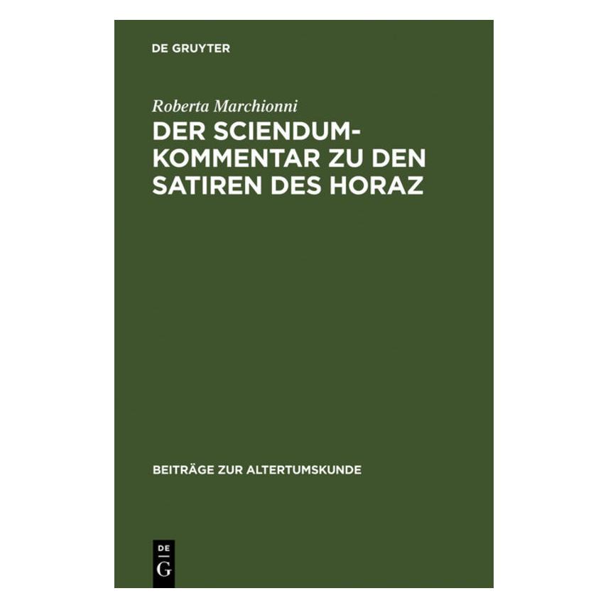 De Gruyter Marchionni:Der Sciendum-Kommentar zu de (Deutsch, Hardcover, Roberta Marchionni) (67833846)