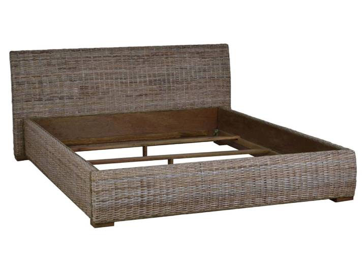 MiaMöbel Rattanbett 180x200cm 'Tanaya' Massivholz, Rattan Mango Modern