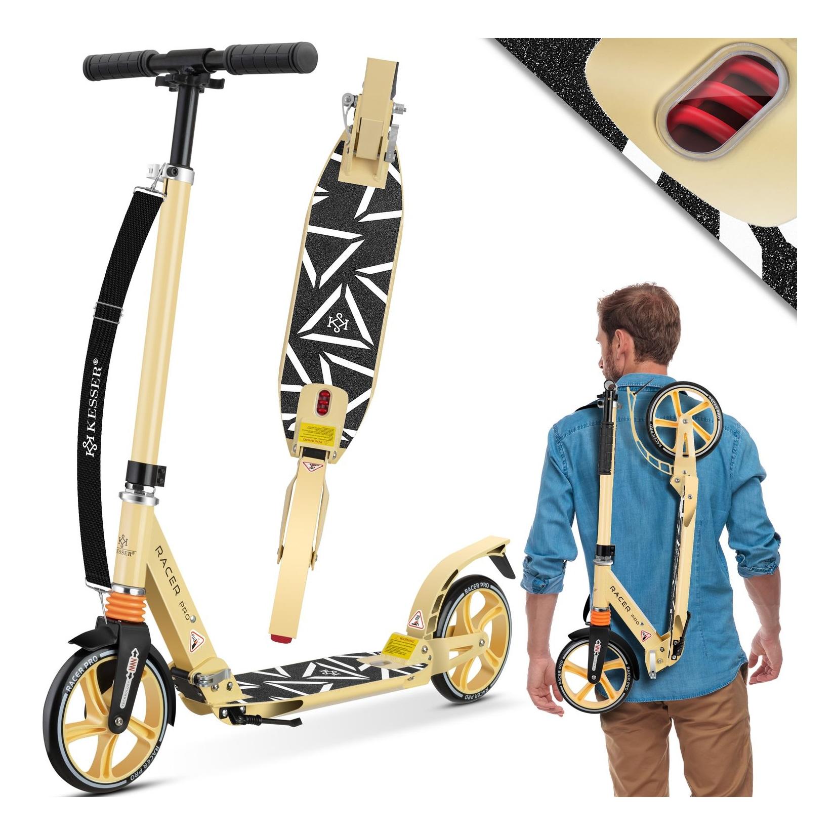 KESSER® Cityroller Scooter 205mm Räder PU Big Wheel - Pro-S Tretroller mit Doppel Federung, City-Roller Scooter klappbar und Höhenverstellbar, Roller Kickscooter für Erwachsene und Kinder