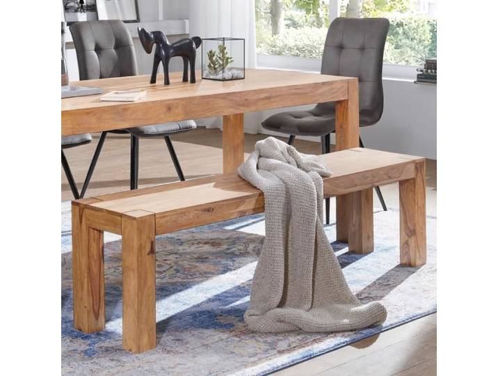FineBuy Banc 160 cm Bois Massif Acacia Banc de Cuisine Campagne