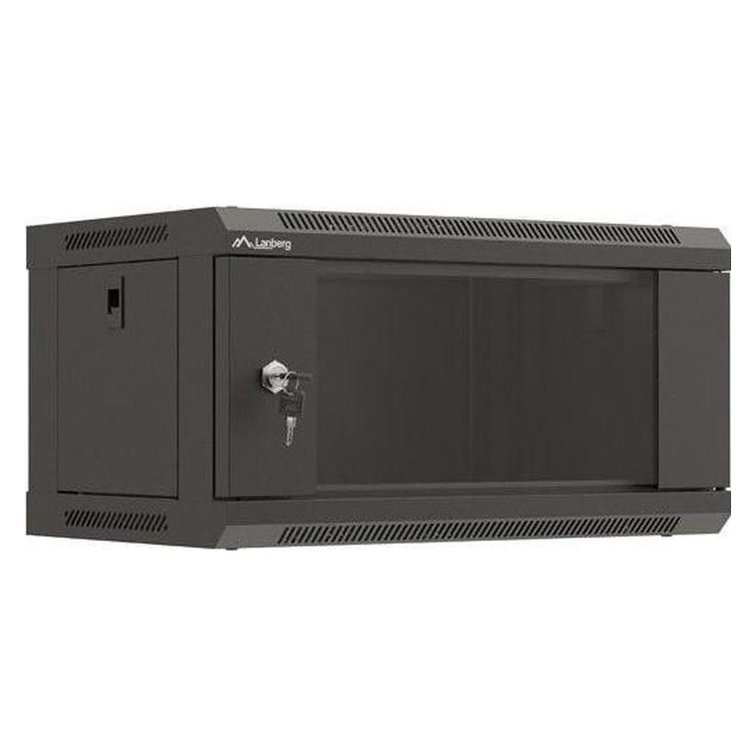 Lanberg Installationsschrank Rack 19 4U 540x350 schwarz verglaste Tür (flat pack) (4 HE, 19 Zoll Rack) (WF03-5304-10B)