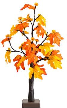 Nearly Natural 2-ft Pre-Lit Autumn Maple Artificial Fall Tree with 24 LED Lights - Green