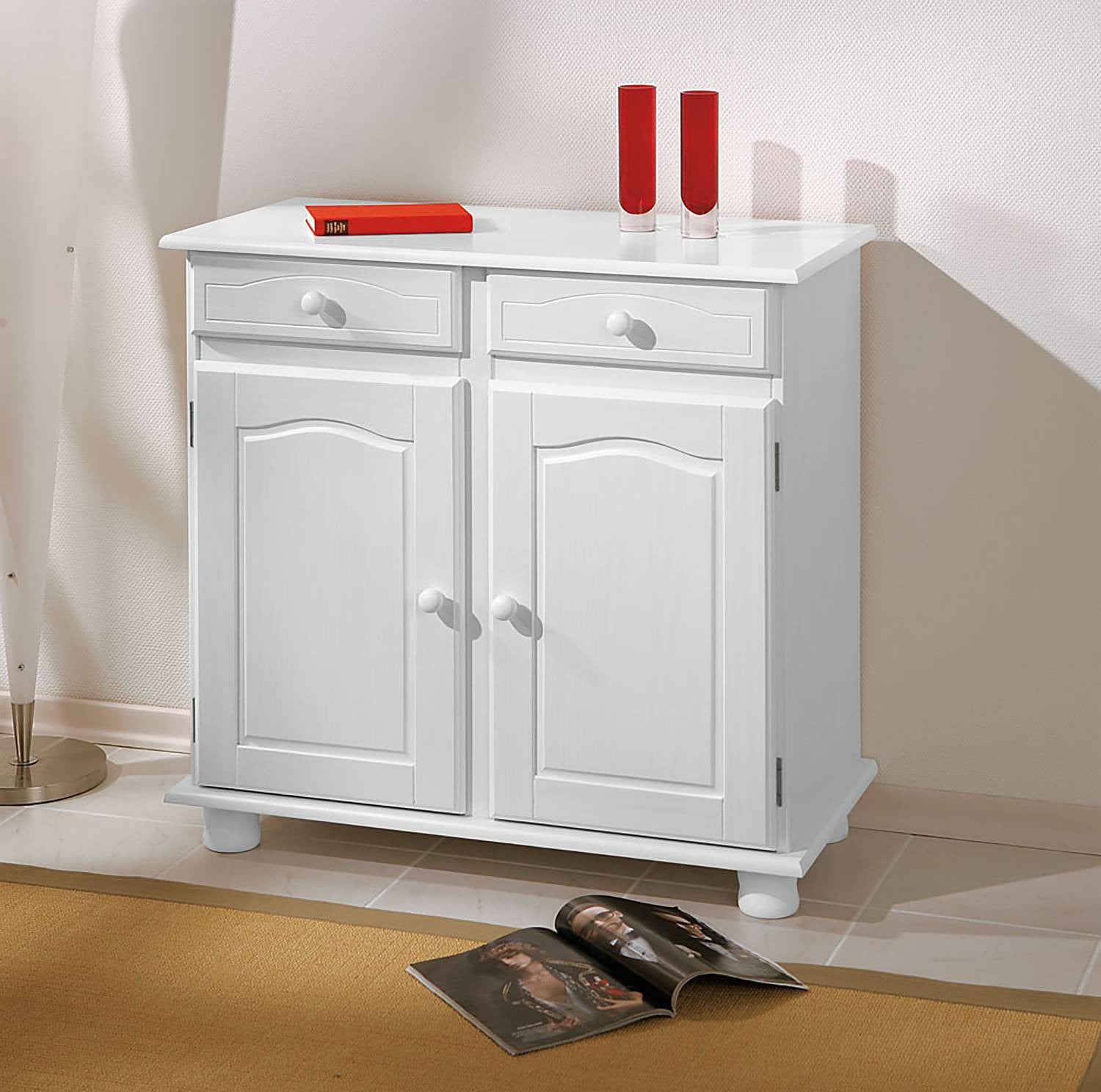 home24 Kast Lovi wit van massief hout 80 cm
