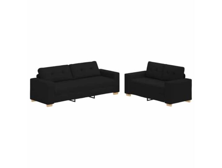 Makastle 2er Set Sofa Couch mit Kissen, schwarzer Stoff