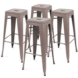 Oviala Business Satz von 4 Gartenhockern aus mattem Metall in Taupe
