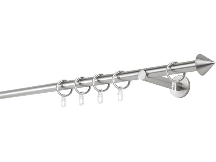 Gardinenstange MYDECO 20mm Cone Wandträger 12 cm , silber (edelstahlfarben), L:100cm, Gardinenstangen, Gardinenstange