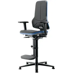 Bimos, Bürostuhl, Arbeitsdrehstuhl Neon Bodengleiter + Aufstiegshilfe ohne Polsterelement grau Synchrontechnik Sync...