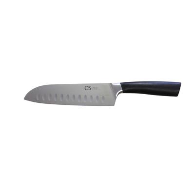 Santokumesser CS KOCH-SYSTEME "VELTEN, 30 cm, Edelstahl rostfrei", silber (schwarz), Klingenlänge 18cm, Edelstahl, Kunststoff, Kochmesser, mit asiatisch inspirierter Präzisionsklinge