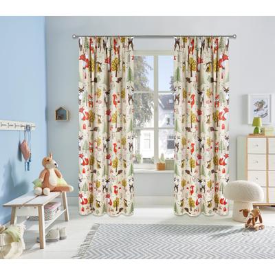 Verdunkelungsvorhang OTTO HOME "Waldtiere" Gr. 3, bunt (beige, bunt), B:130cm H:225cm, Polyester, Gardinen, bedruckt, blickdicht, verschiedene Größen