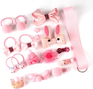 Inspire Essentials Princess Bloom 18 Piece Butterfly Hair Clips And Baby Girl Headwear Set pink 18pcs
