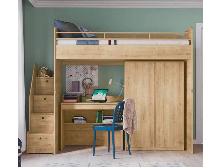Möbel-Zeit Hochbett Studio mit Schrank und Tisch