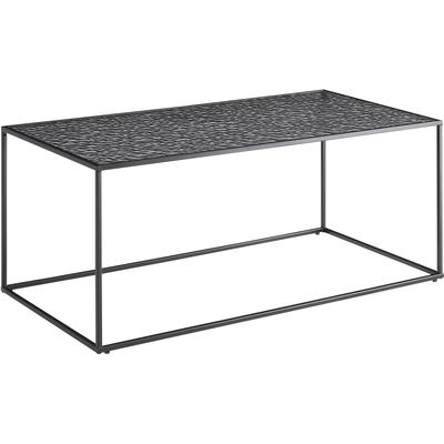 Couchtisch SALESFEVER "Wohnzimmertisch - Design trifft Funktionalität", schwarz, B:110cm H:45cm T:55cm, Metall, Glas, Tische, Couchtisch, Glasplatte mit Strukturoptik
