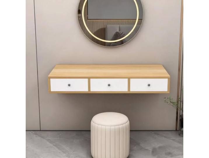 CTSSWMWY Wandmontierter Schwebender Schminktisch aus Holz mit Schublade Modern & Stabil, Vielseitig Platzsparend, Nur Tisch, für Schlafzimmer und Badezimmer(C,47.2*15.74*6.3in)