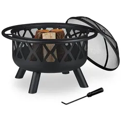 relaxdays Feuerschale mit Funkenschutz Ø 75 cm