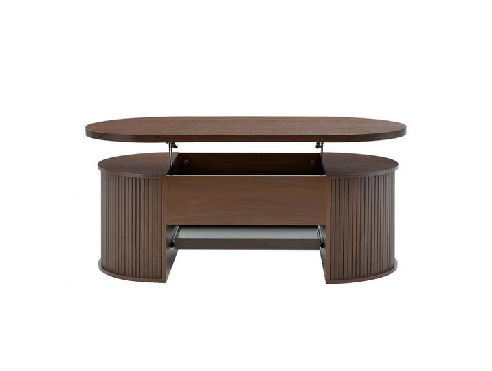 Okwish Couchtisch 110/55,5/40 cm Nussbaumfarben aus MDF mit höhenverstellbarer Tischplatte, Naturfarben, 55.5x40x110 cm, Wohnzimmer, Wohnzimmertische, Couchtische